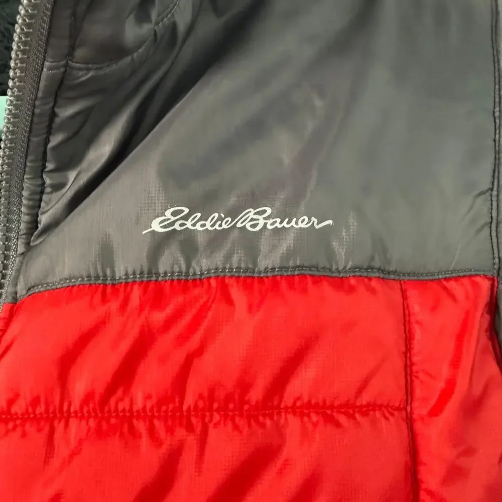 Eddie Bauer Kids Jacket Size M 10/12 Red Hooded Down Puffer Coat Reversible
